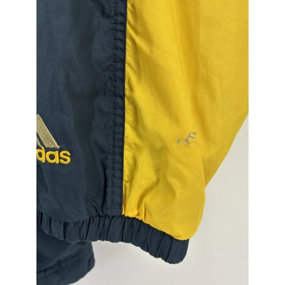 VNTG 90's Adidas Colorblock Windbreaker Jacket Men's‎ XL Navy Yellow Hooded Zip